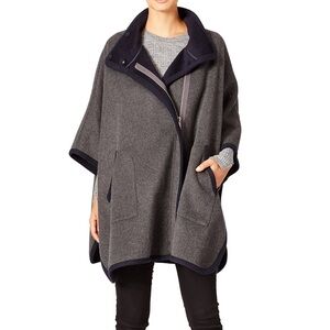 Joie Kenzie Grey Navy Piped Cape Jacket